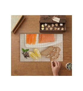 Somon Dilimi - Baharatlar ve Ekmek Tasarımı 240 parça Ahşap Puzzle Ahşap Kutuda MP01322