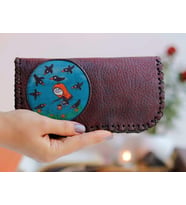 Karga Figürlü Büyük Cüzdan Etnik Bohem Retro Vintage Style - BORDO
