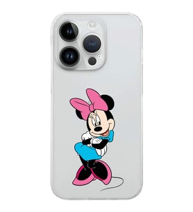 Apple iPhone 14 Pro Max Uyumlu Kamera Korumalı Tıpalı Kapak Minnie Mouse Tasarımlı ŞeffafKılıf