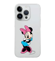 Apple iPhone 14 Pro Max Uyumlu Kamera Korumalı Tıpalı Kapak Minnie Mouse Tasarımlı ŞeffafKılıf