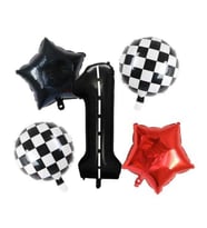 Siyah Yarış Pisti Damalı 1 Yaş Folyo Balon Set