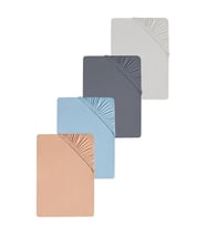 4 Adet Düz Pamuklu Tek Kişilik 80 x 200 x 30 cm Lastikli Penye Çarşaf (Gri - Mavi)