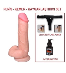 LilituShop 17,5 cm Belden Bağlamalı Realistik Dildo Penis Set