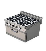 CSA Karacasan 80 cm 700 Seri Set Üstü 4+1 Fırın Tüplü Kuzine (80x70x85Cm)
