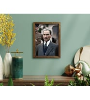 BK Home Atatürk Tasarımlı Doğal Masif Ahşap Çerçeveli Tablo-10