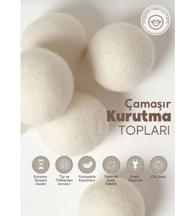 3'LÜ BÜYÜK BOY XL YÜN KURUTMA TOPU KOKU HEDİYELİ (Krem)