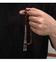Gümüş Püskül Sıkma Kehribar Tesbih