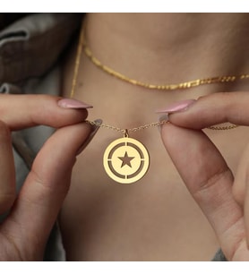 Kişiye Özel 925 Ayar Gümüş Marvel Captain America Kalkan Kolye (Gold)