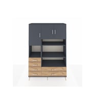 Hyperion Dolap 9 Raflı 6 Çekmeceli 3 Kapaklı 132x44x195 Antrasit-Antrasit/Çam