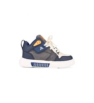 Unisex Çocuk Spor Ayakkabı Ortopedik Bağcıklı Cırtlı Desenli Kaymaz Taban Yürüyüş Sneaker 537 (Lacivert-Beyaz)