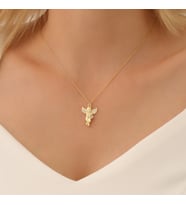 925 Ayar Gümüş Taşlı Melek Kolye (Altın)