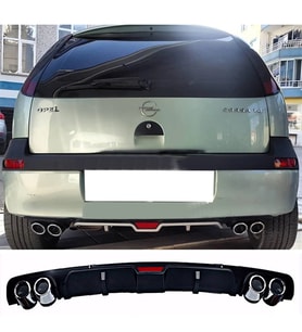 Opel Corsa C Siyah Difüzör 4 Krom Egzoz Görünümlü Difizör Arka Ek Body Kit