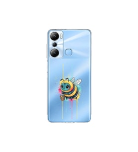 Infinix Hot 20i ile Uyumlu Splash Arı Tasarımlı Şeffaf Silikon Kılıf