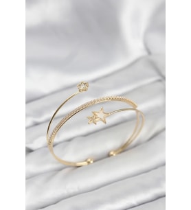 Yıldızlı Model Pirinç Gold Renk Kadın Bileklik - TJ-BB8261