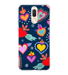 PrintiFy Huawei Mate 10 Lite ile Uyumlu 1mm Slim Fit Retro Renkler 3 Baskılı Şeffaf  Kılıf