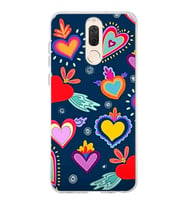 PrintiFy Huawei Mate 10 Lite ile Uyumlu 1mm Slim Fit Retro Renkler 3 Baskılı Şeffaf  Kılıf