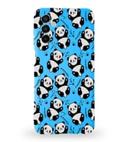 Samsung Galaxy M13 Uyumlu Lansman Kılıf Panda Tasarımlı İçi Kadife Kapak-Mavi (Şeffaf)