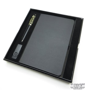 B.Houston SG190 16Gb Usb Bellek + Mat Siyah Altın Roller Kalem + İsme Özel Defter Kutulu Set  Hepsi İsme Özel