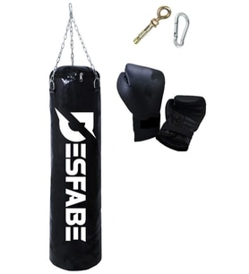 Desfabe Boxing Star 70x25 Cm Zincirli Boks Kum Torbası Siyah +Askı Aparatı+Boks Eldiveni