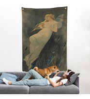 Alphonse Mucha'nın İris Çiçekleriyle Elf Duvar Örtüsü-7288