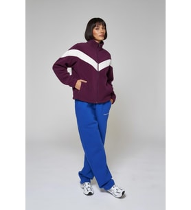 Kadın Fermuarlı Cepli Mor Polar Sweatshirt