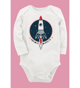 Organik Baskılı Pamuklu Unisex Bebek Body UZUNKOLE13