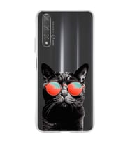 PrintiFy Huawei Honor 20 ile Uyumlu 1mm Slim Fit Kedi 3 050d Baskılı Şeffaf  Kılıf