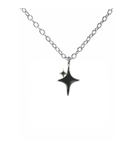 Siyah Aesthetic Stars Figürlü Unisex Kolye – 60 cm Zincirli, Minimal Gotik Gökyüzü Tasarımı (Gümüş)