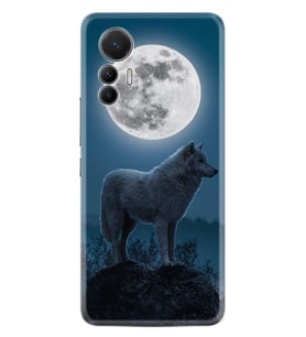 Xiaomi 12 Lite Kılıf Resimli Desenli Silikon Platinium Series Moon Wolf 1820