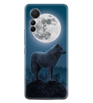 Xiaomi 12 Lite Kılıf Resimli Desenli Silikon Platinium Series Moon Wolf 1820