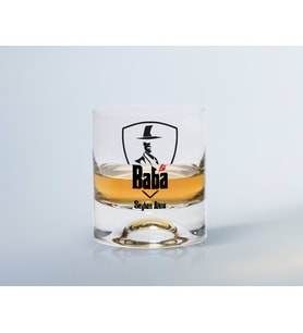 BK Gift Kişiye Özel Renkli Baskılı Godfather Baba Tasarımlı Viski Bardağı-15 (Beyaz)
