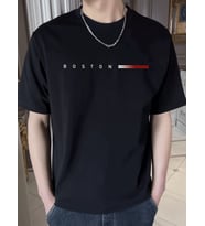 Unisex Boston Tasarım Basklı Tshirt (Siyah)