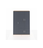 Arges Dolap 7 Raflı 5 Kapaklı Tek Askılı 132x30x195 Çam-Antrasit/Aytaşı