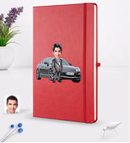 BK Gift Kişiye Özel Plakalı Erkek Mazda RX-8 Karikatürlü Kırmızı Termo Deri Defter 16x24cm Model 1