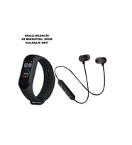 M6 Akıllı Bileklik Bluetooth Spor Kulaklık 2’Li Set