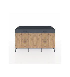 Kronos Konsol 4 Raflı 2 Çekmeceli 4 Kapaklı 176x59x99 Antrasit-Çam/Antrasit