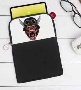 BK Gift Goril Tasarımlı Taşınabilir Koruyucu Tablet Kılıfı & Organizer Çanta - Siyah-1