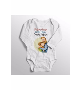 Kız Bebek Beyaz Doğum Günün Kutlu Olsun Baskılı Zıbın