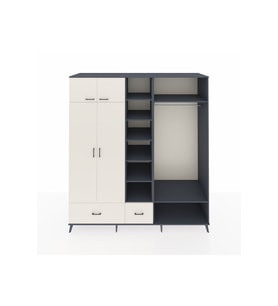 Kronos Dolap 12 Raflı 2 Çekmeceli 2 Askılı 220x59x243 Antrasit-Aytaşı/Aytaşı