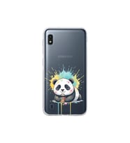 Samsung Galaxy A10 ile Uyumlu Splash Panda Tasarımlı Şeffaf Silikon Kılıf