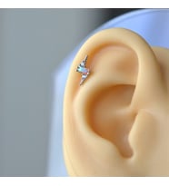 Gümüş Renk Cerrahi Çelik Şimşek Modelli Piercing Helix Lob Kıkırdak Tragus (Çok Renkli)