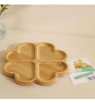 Bambu Yuvarlak 4 Bölmeli Sunum Tepsisi 21x1.4 cm (36'lı Paket)