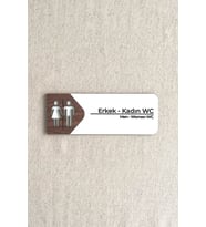 Kadın - Erkek WC Kapı Tabelası – MDF Tuvalet Yönlendirme Levhası  19x7 cm Çift Katmanlı