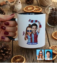 Kişiye Özel Karikatürlü Bordo Mavi Taraftar Sevgiliye Hediye Kupa Bardak Sevgililer Günü Hediyesi
