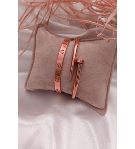Rose Renk Çivi Ve Cartier Model Bileklik Set 842