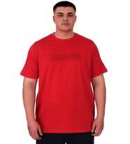 Mode XL Büyük Beden Erkek T-Shirt Bisiklet Yaka Reseve U25017 Kırmızı