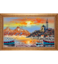 Çerçeveli Paspartulu Manzara Tablo ah1541 (Gold)
