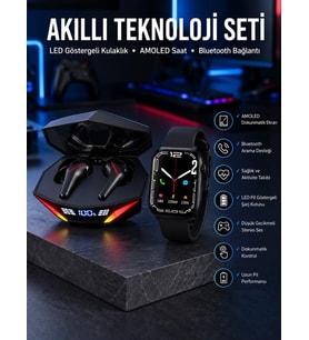İkili Set Dev Kampanya Ucuz Kulaklık Ucuz Akıllı Saat Gürültü Önleyici Uzun Pil Ömrü