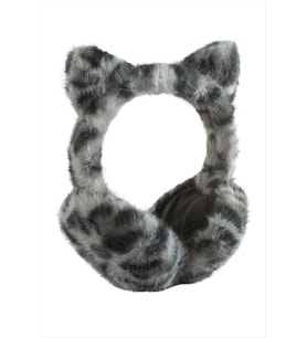 Leopar Desenli Yünlü Kışlık Kulaklık (Gri)