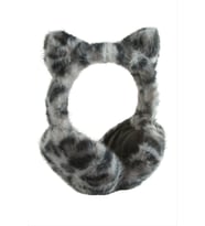 Leopar Desenli Yünlü Kışlık Kulaklık (Gri)